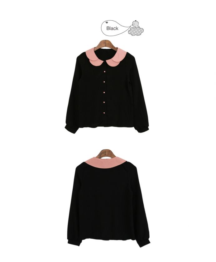   Blouses Lovely & Cute Style Flower Neck Tops Tshirts 2 colors Winter