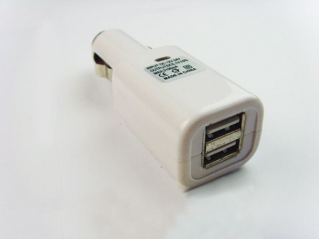 Port Car Cigarette Lighter Charger Adapter + USB Cable iPhone 4S iPod 