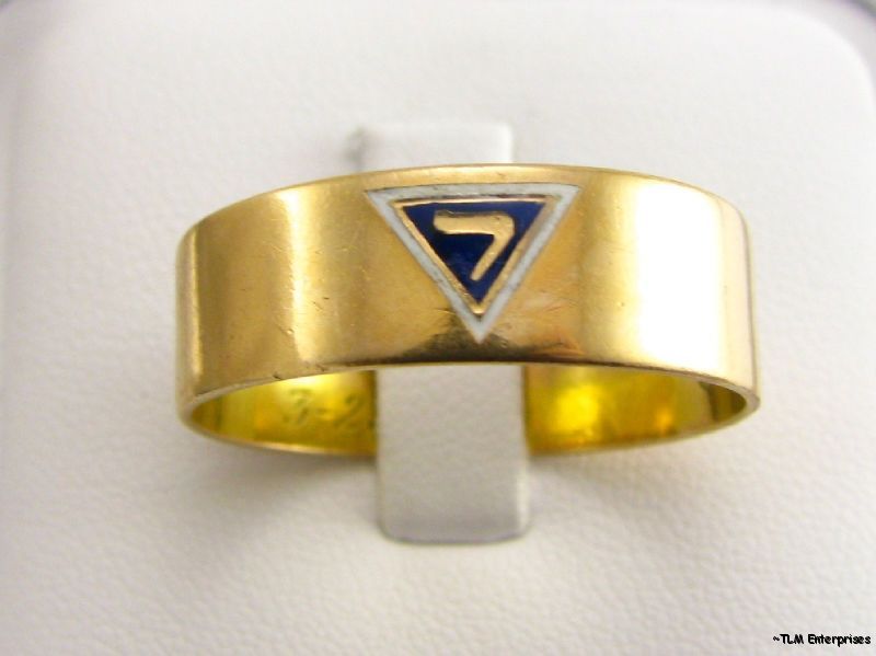 Unique* 14th DEGREEE YOD RING   14k GOLD Masonic Band  