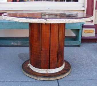 1970s Wood and & Copper Nautical Wooden Spool Poker Table with five 