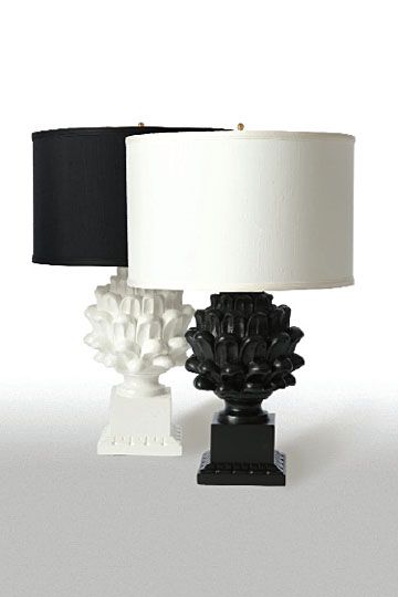 Barbara Cosgrove Artichoke Resin Table Lamp black white  