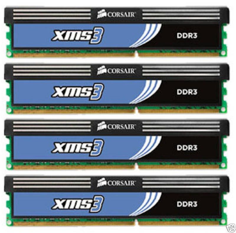 Corsair 16GB RAM XMS3 (4 X 4GB) DDR3 1333 PC 10666 Memory 843591011853 