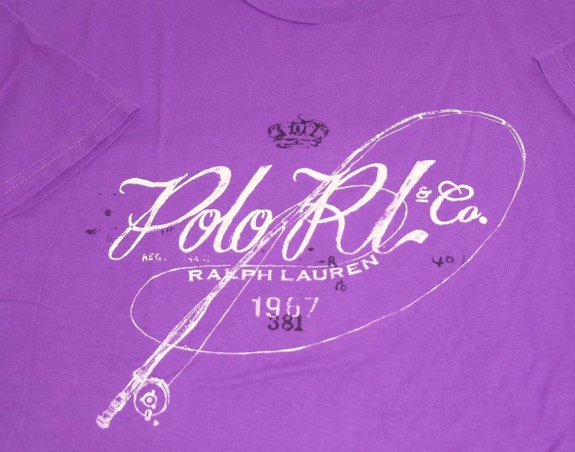 POLO RALPH LAUREN POLO RL & CO FISHING Rod Graphic Purple T SHIRT 