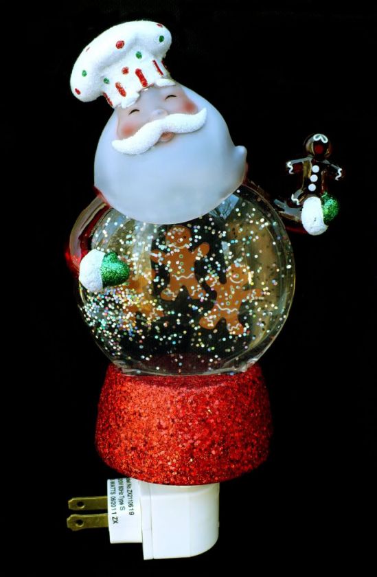 CHRISTMAS KITCHEN NIGHT LIGHT / BAKEN SANTA CLAUS / GLITTER SPARKLE 