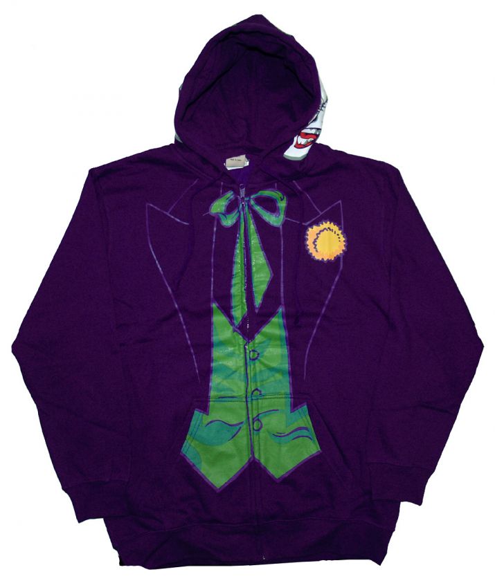 The Joker Batman Logo DC Comics Super Hero All View Costume Zip Up 