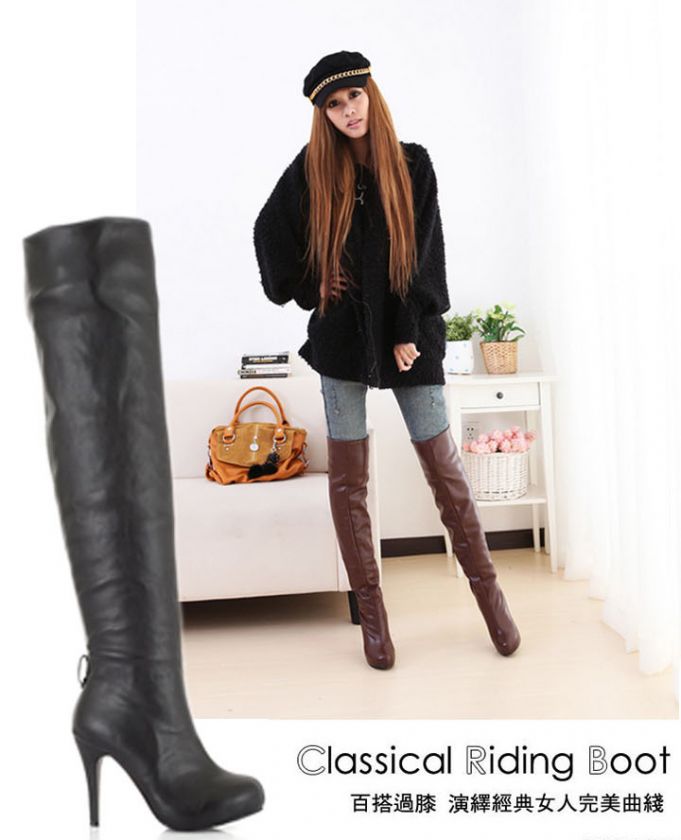 New Punk Sexy Over Knee Fringe Motorcycle Riding Boots  