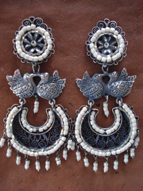 Mexican Mexico Sterling Silver Frida Earrings  