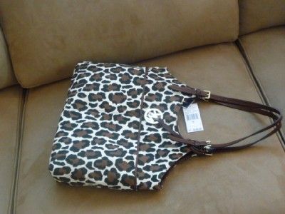 MICHAEL KORS POCKET TOTE PKR CHEETA POCKET SHOULDER TOTE HANDBAG PURSE 