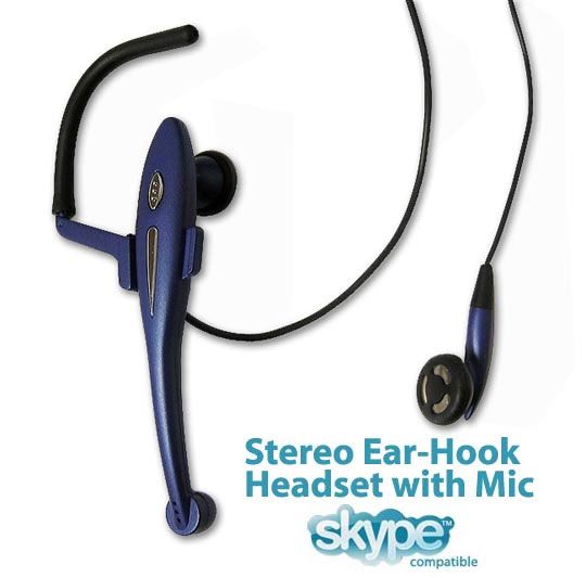 NEW Skype Compatible Stereo Earhook Headset HP 306 with Microphone NIB 