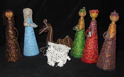 Spectacular Hand Beaded African Zulu Nativity Scene Set  