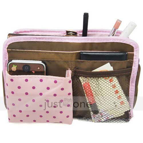 Cute Dot Pink Multifunction Stuff Storage Card Purse Insert Makeup 