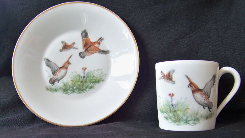 Prs PORCELAINE DE PARIS HP Game Bird Cups & Saucers  