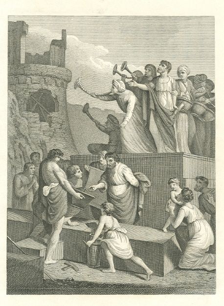 Rebuilding Walls of Jerusalem Bible Scene 1850 Print  
