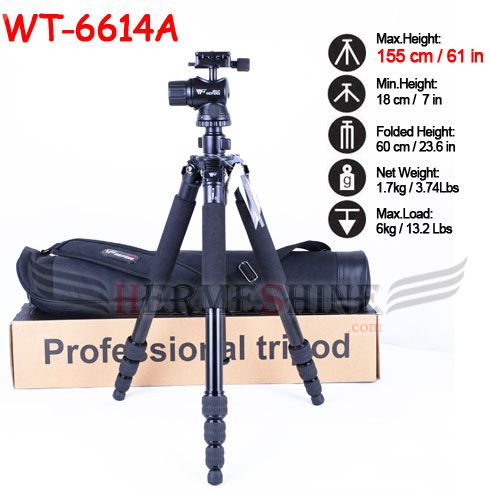 New Arrival Fancier Professional Tripod & Monopod Kit WT 6614A w/ Case 