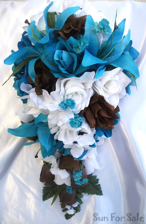 http//lilyofangeles/Sun/TurquoiseBrown/lilybluebrownbouquet500 