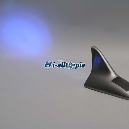 Car LED Shark Fin Antenna Solar Warning Light Silver  