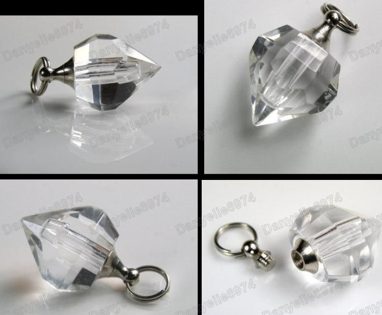 FACETED GLASS crystal MINI PERFUME BOTTLE vial PENDANT  