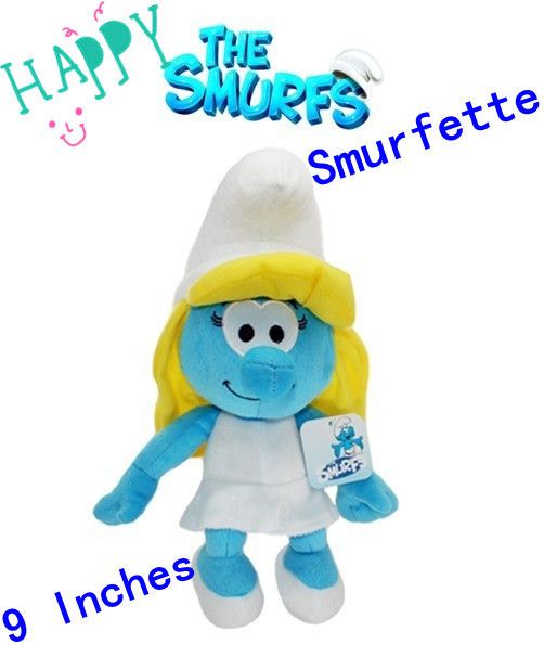 3D Smurfs 2011 Smurfette Smurf Girl Plush Stuffed Toy 9 New with tag 