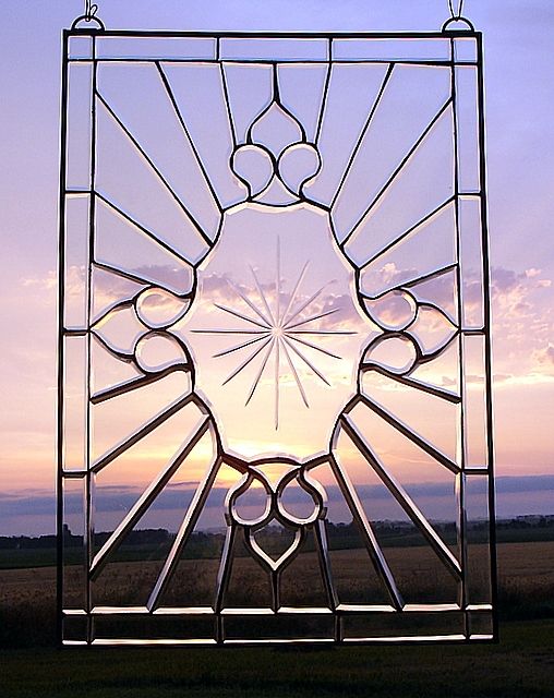 VICTORIAN BEVELED STARBURST Stained Glass Window WT 9  