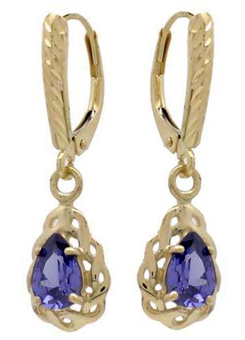 NATURAL 1.43 carats TANZANITE EARRINGS 14K GOLD lever back style 