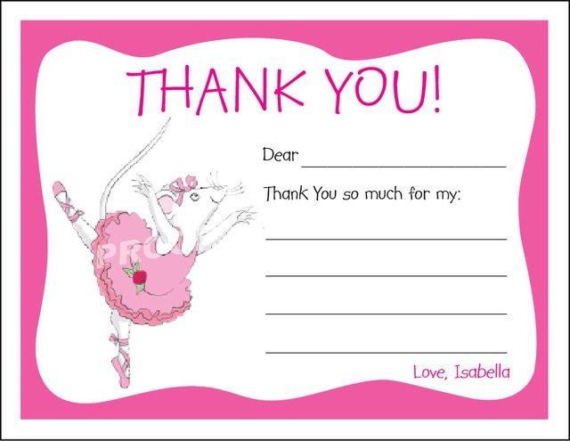 Setof10 Angelina Ballerina Personalized Thank You notes  