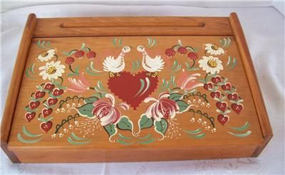 Country Decor Wood writing LAP DESK Handpainted EUC Beautiful  