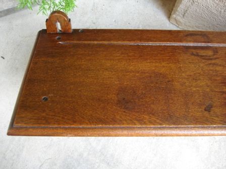 HUGE Antique English Carved Oak Wall Shelf Coat Hat Plate Rack 