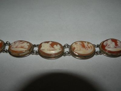   .800 SILVER SHELL CAMEO BRACELET 7 DIFFERENT SCENES 7.5 LONG  