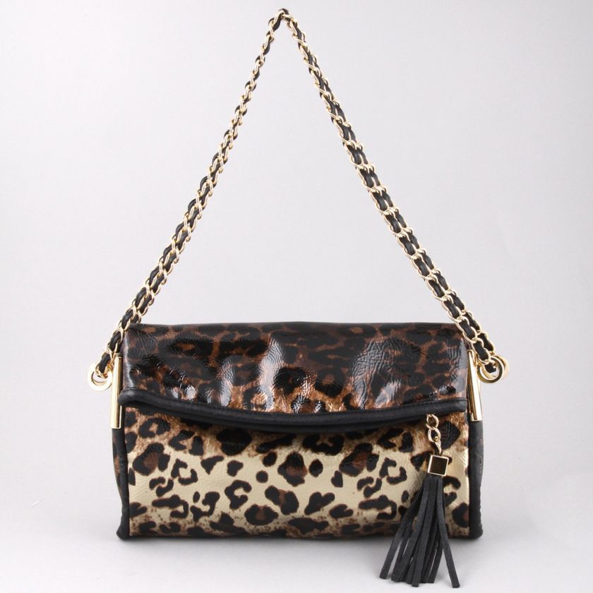 SEXY LEOPARD ANIMAL PRINT SHOULDER HANDBAG PURSE  