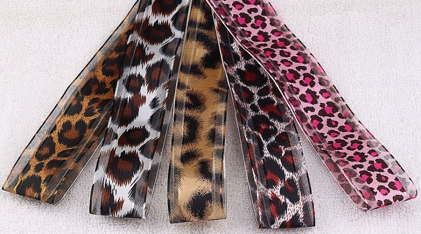 20 Leopard Print Double EdgeOrganza Tulle Ribbon I0061  